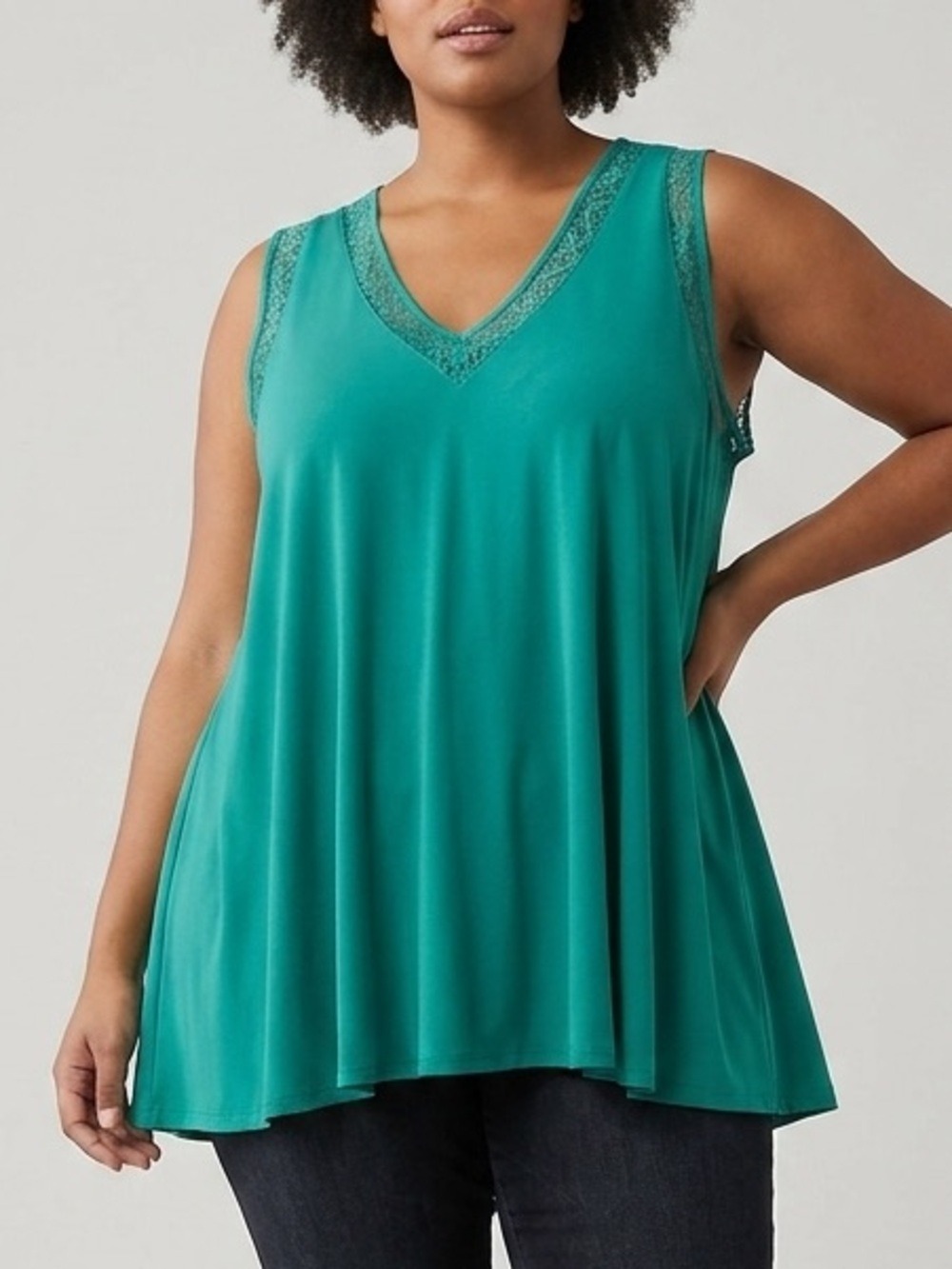 TORRID Studio Crepe V Lace Insert Tank Top 5X